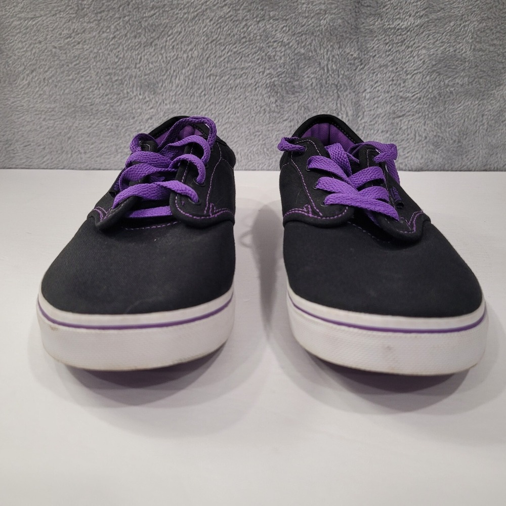 Vans Atwood Low Top Sneakers Black Canvas Purple Stitching Women's Missy Size 6 - Picture 4 of 11